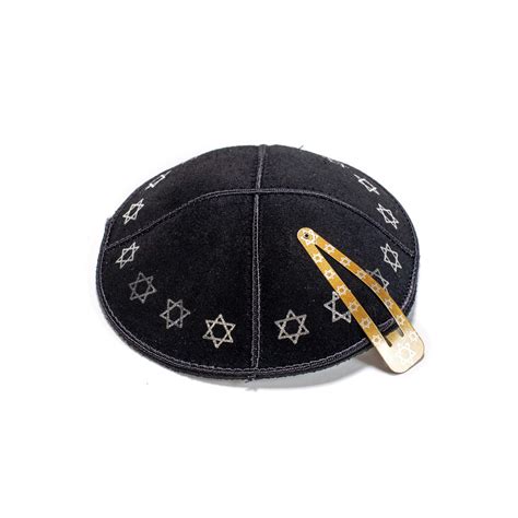 Buy JL Kippha'sBlack and Silver Leather Kippah Yarmulke Jewish Yamaka ...
