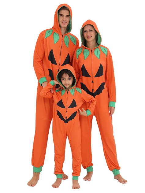 YEAXLUD Family Halloween Pumpkin Costume Onesie Pajamas Adult Matching ...