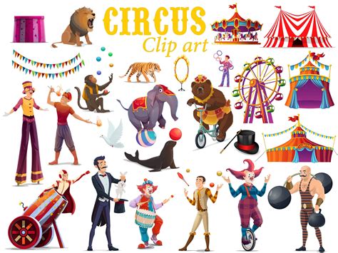 Circus Clipart Set Cute Carnival Illustrations of Circus - Etsy