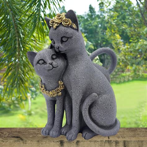 Amazon.com: Teaeeno Cat Decor Garden Statue,Outdoor Real Cat Figurine ...