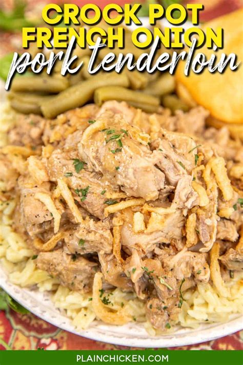 Crock Pot French Onion Pork Tenderloin - Plain Chicken