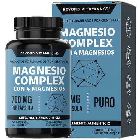 Magnesio Complex - Suplemento Alimenticio 700 mg Sin Rellenos - 60 cápsulas Beyond Vitamins 1 ...