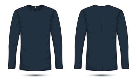 Long sleeve navy blue T-shirt mockup with front and back view 26650123 ...