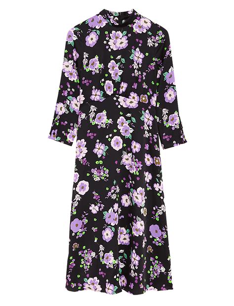 Buy Satin Floral Button Detail Midi Dress at Marks & Spencer