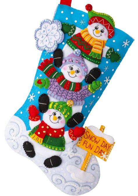 DIY Bucilla Snow Much Fun Snowmen Christmas Felt Stocking Kt | Felt ...