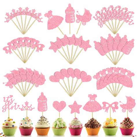 Buy 48 Pieces A Girl Cupcake Toppers Baby Shower Cake Cupcake Toppers ...