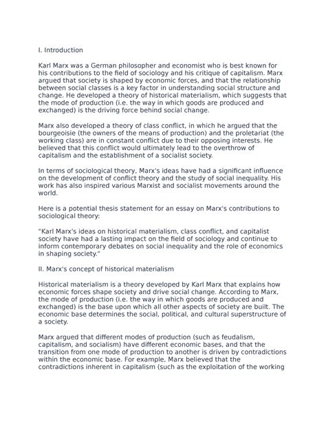 History of Sociological Theory- Karl - I. Introduction Karl Marx was a German philosopher and ...