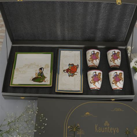 Grand Gift Box- Shakti Coffee Set- Pink (4 +1 +1) – Kaunteya