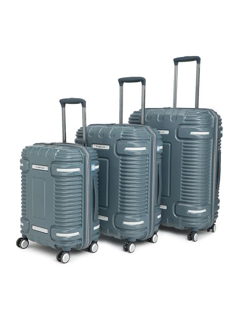 Ridge Hard Luggage Trolley Bag Set of 3 (S+M+L) Blue