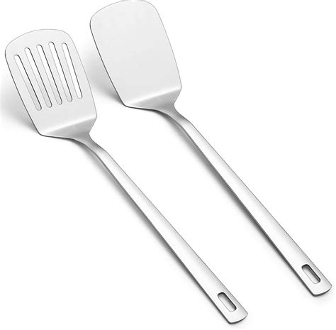 Kyraton Stainless Steel Spatulas Set, Silver Slotted Turner, Solid ...