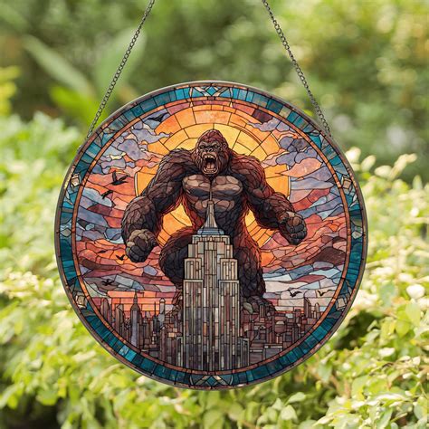 King Kong Attacks New York City Stained Glass Suncatcher For Movie Fans ...