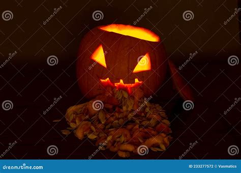 Vomiting Halloween Pumpkin Lantern Stock Photo - Image of carved ...