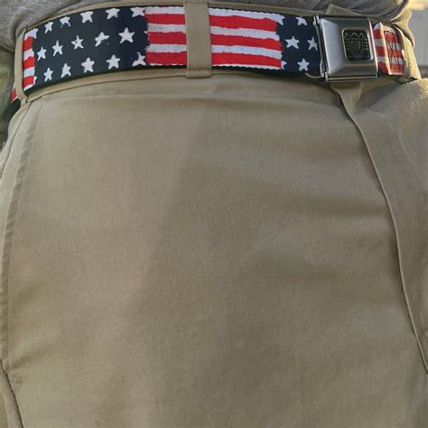 Stars & Stripes American USA Flag Belt Weathered US United States Seat