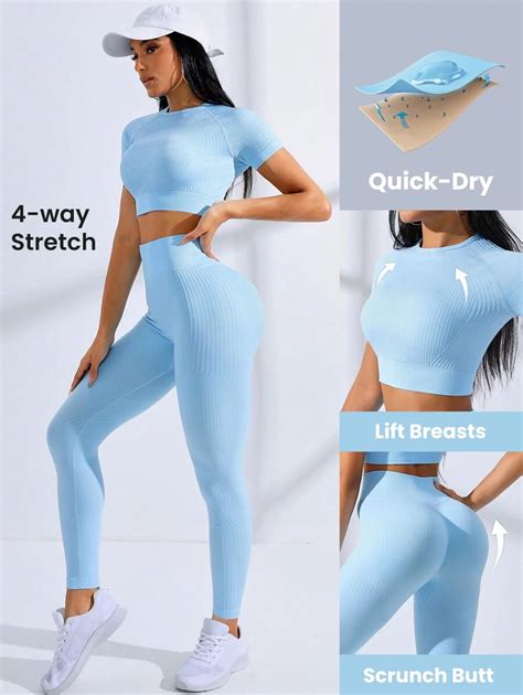 Seamluxe SHEIN Sport Solid Seamless High Stretch Crop Tee & Leggings ...