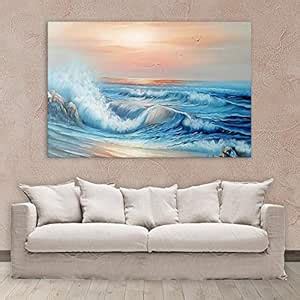 Inephos Unframed Canvas Beautiful Ocean Waves Nature Art Wall Painting ...