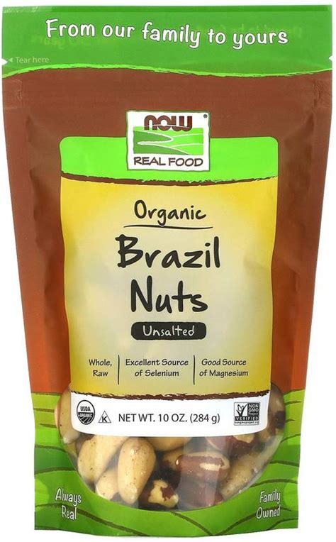 Now Foods Real Food Organic Brazil Nuts Unsalted 10 oz (284 g) Brazil ...