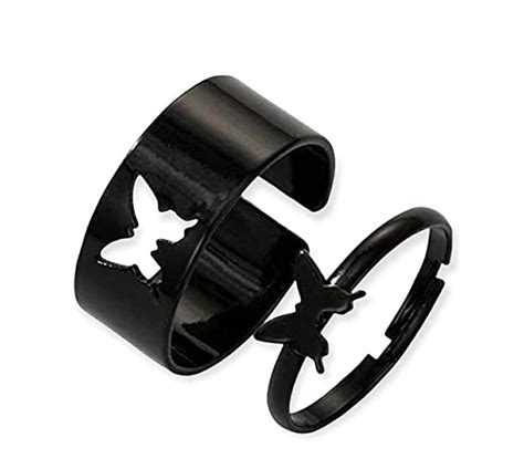 Buy Spotlight Love Collection Black Plated Butterfly Alloy Metal Couple ...