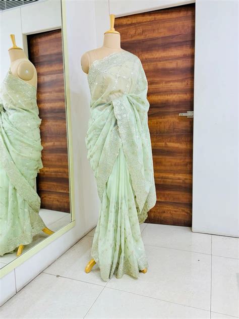 Pastel Yellow Tissue Gotta Patti Saree - Daabu Jaipur - Daabu Jaipur