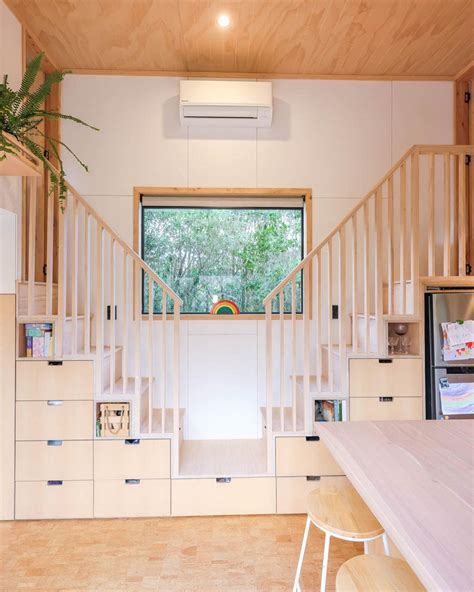 Two Story Tiny House Stairs Tiny House Stairs With Storage Shelves And