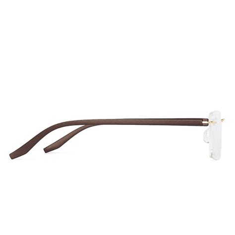 Gold Brown Rimless Rectangle Vincent Chase Sleek Steel 161 -C1 Eyeglasses