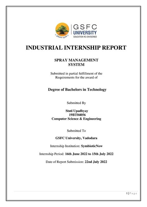Internship Report Symbiotic Now 56 - INDUSTRIAL INTERNSHIP REPORT SPRAY ...