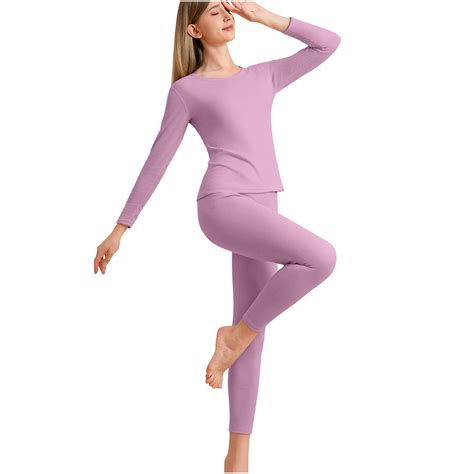 Lenpel Women’s Thermal Underwear Set Soft Long Sleeve Crew Neck Slim ...