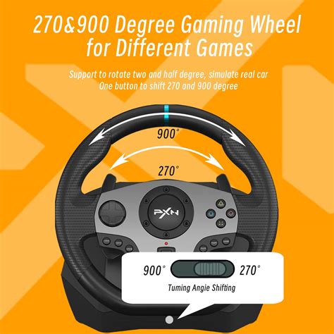 PXN V9 Driving Racing Steering Wheel with Pedals, Gear Shifter, 270/900 ...