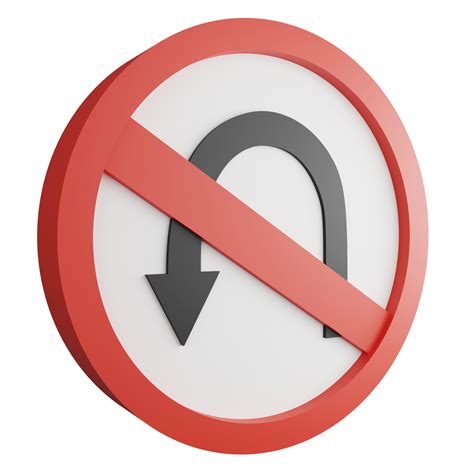 3D render no U turn left sign icon isolated on transparent background ...