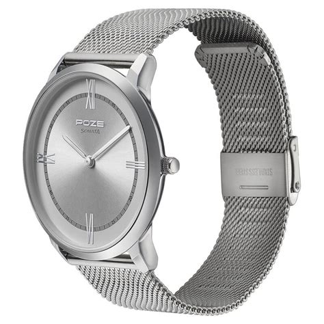 Sonata Poze Quartz Analog Silver dial Metal Strap Watch for Men