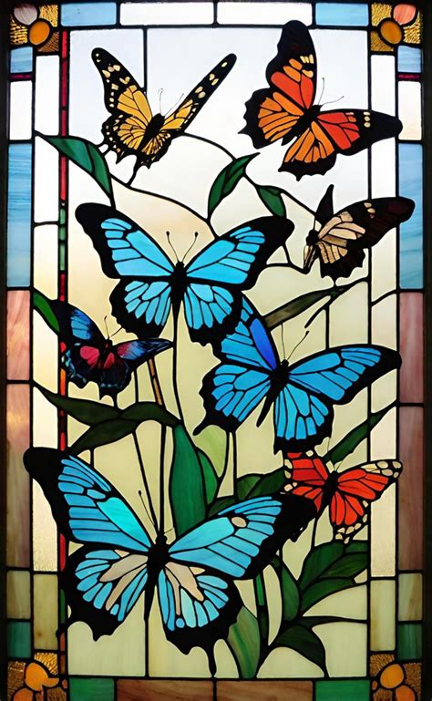 Butterflies Stained Glass Free Stock Photo - Public Domain Pictures