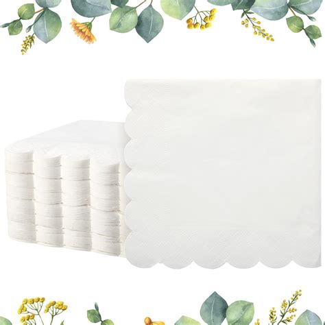 Amazon.com: 100 Pcs Scalloped Cocktail Napkins Thick Paper Napkins ...
