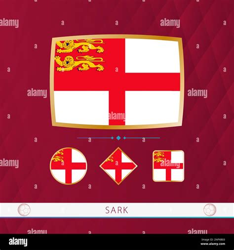Set of Sark flags with gold frame for use at sporting events on a ...