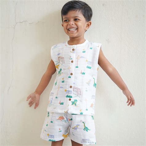 Muslin Cotton Sleeveless Top & Shorts Set for Baby Boys & Toddlers ...