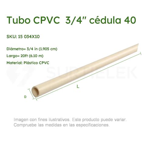 Tubo CPVC Hidráulico Amarillo 3/4″ x 6.10 m – Surtiaceros