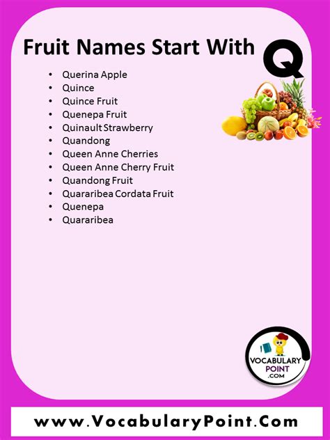 Fruits Starting with Q (Properties and Pictures) - Vocabulary Point