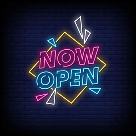 Now Open Neon Signs Style Text Vector 2418328 Vector Art at Vecteezy