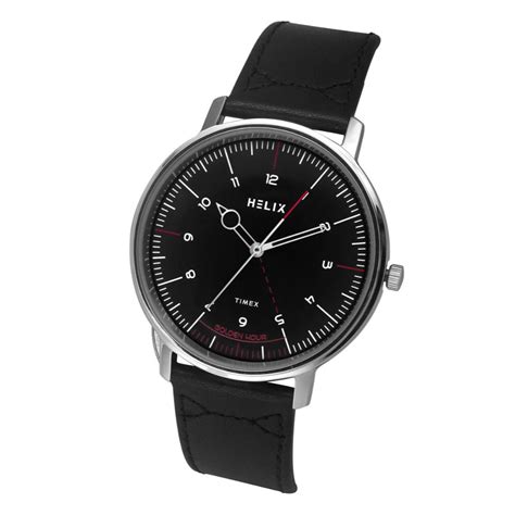 Timex Helix By Timex Black Round Dial Analog Leather Men's Watch, TW05