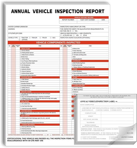 Amazon.com : 15Packs DOT Annual Vehicle Inspection Forms and Label, 3 ...