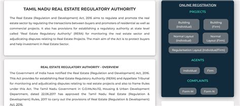 TNRERA: Registration of Projects, Agents and Complaint Status