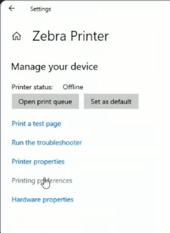 Image result for Zebra Printer Settings