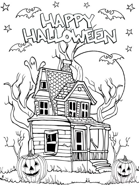 Scary House Coloring Page