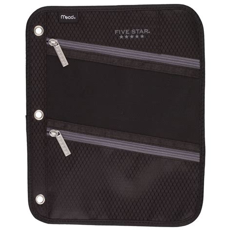 Five Star Flat Zipper Pencil Pouch, 11" x 9", Black/Gray (500001QG0-WMT ...