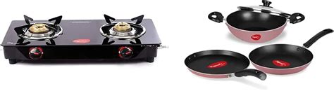 Pigeon 2 burner Gas Stove & Cookware Combo : Amazon.in: Home & Kitchen