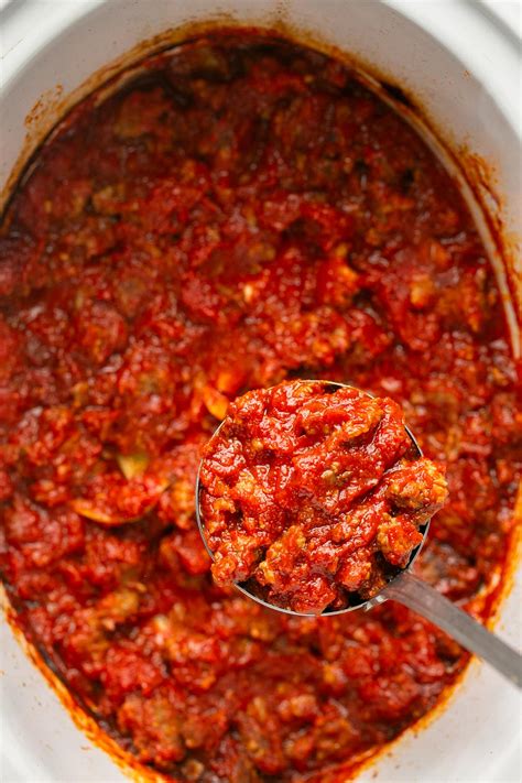 Crock Pot Pasta Sauce with Sausage - Skinnytaste