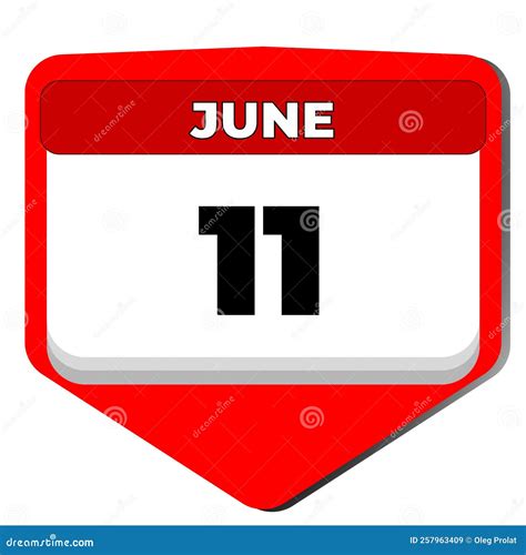 11 June Vector Icon Calendar Day. 11 Date of June. Eleventh Day of June. 11th Date Number. 11 ...