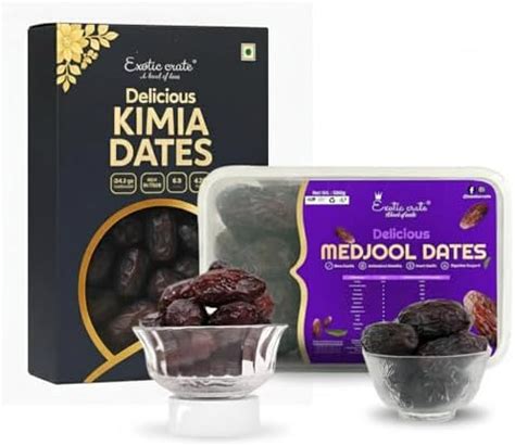 EXOTIC CRATE Date Combo Pack | 1KG Black Kimia Dates (Khajoor/Khejur ...