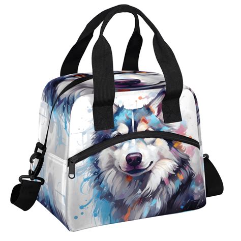 Herdesigns Wtaercolor Husky Dog Insulated Lunch Bag for Women Men ...