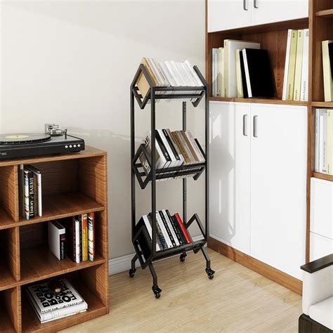 VENNQD Bookshelf Book Cart Rack Industrial Metal Bookcase 3 India | Ubuy