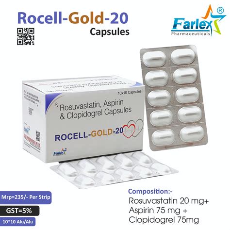 Rosuvastatin 20 mg + Aspirin 75 mg + Clopidogrel 75 mg tablet ...