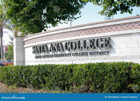 Santa Ana College sign editorial stock photo. Image of public - 237626878